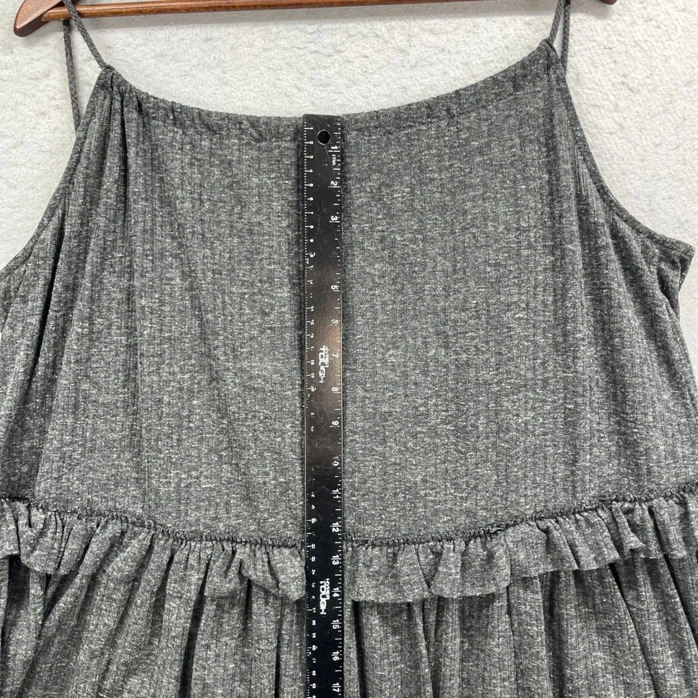 Free People Cami Top Womens Small Charcoal FP Beach Ruffle Tassel Boho Coastal